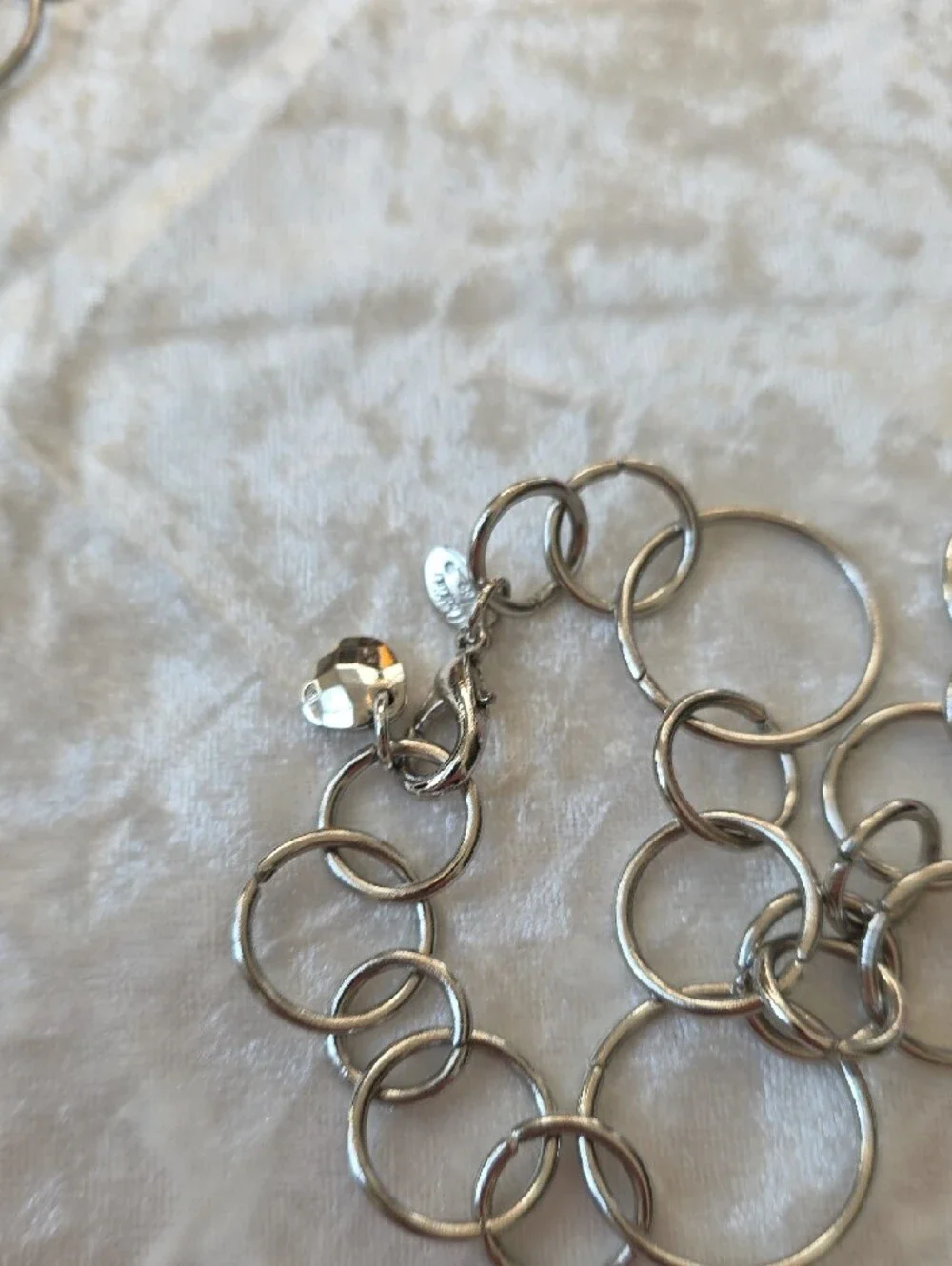 Cookie Lee Long Silver Tone Ring Chain Necklace/Belt